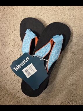Tidewater Blue Patterned Strap Flip Flops